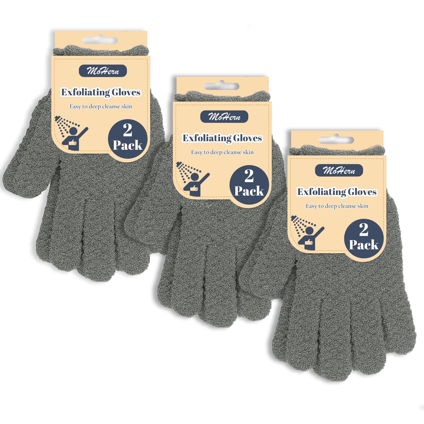Exfoliating Gloves for Shower, Shower Gloves Exfoliating for Men and Women, 3 Pairs Lengthened and Large Body Scrub Gloves for Shower, Spa, Massage