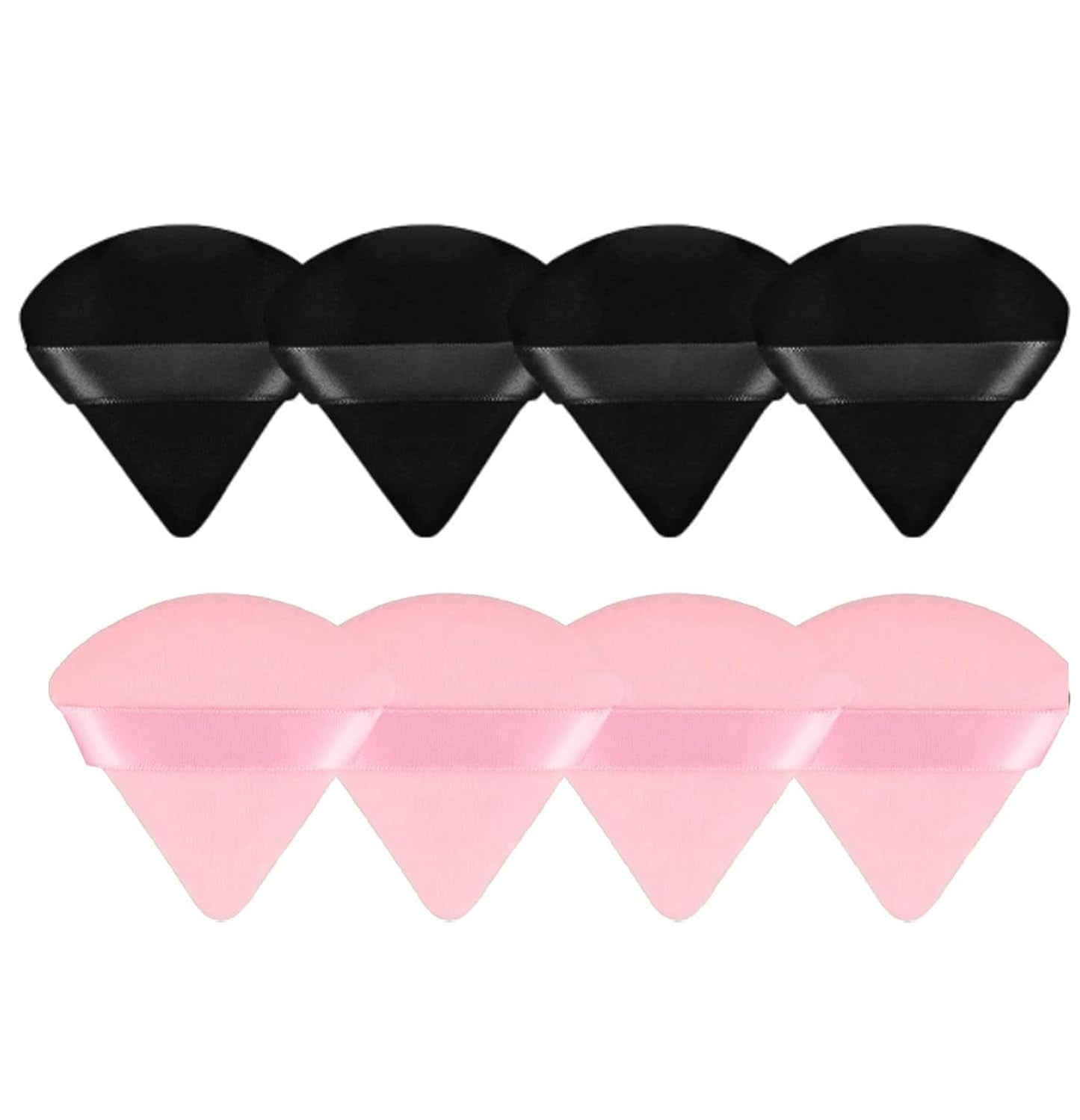 8-Piece Triangle Powder Puff Set – Soft Velour Makeup Sponges for Foundation Blending & Beauty Application