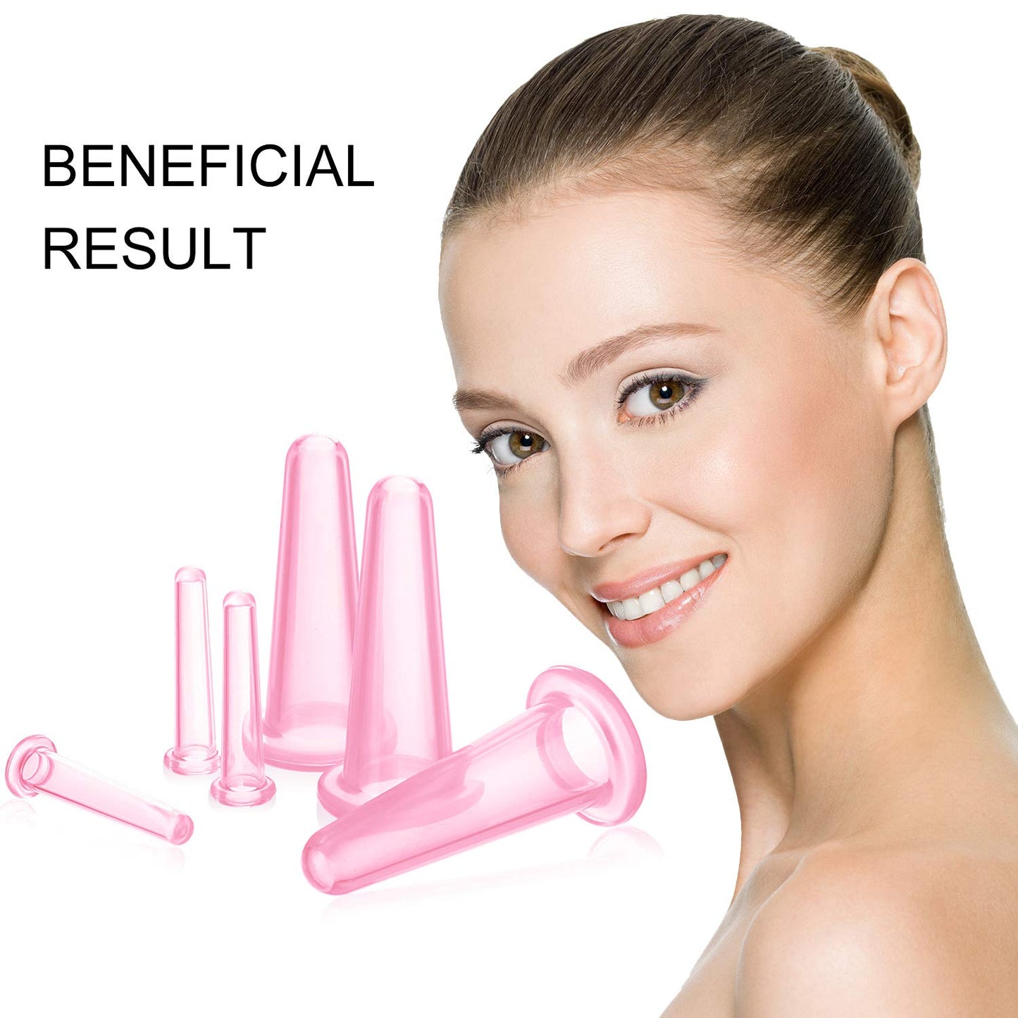 Silicone Facial Cupping Set, Vacuum Massage Cup Kit for Body, Face, Neck, Back, and Eye, 6 Cups and Exfoliating Brush