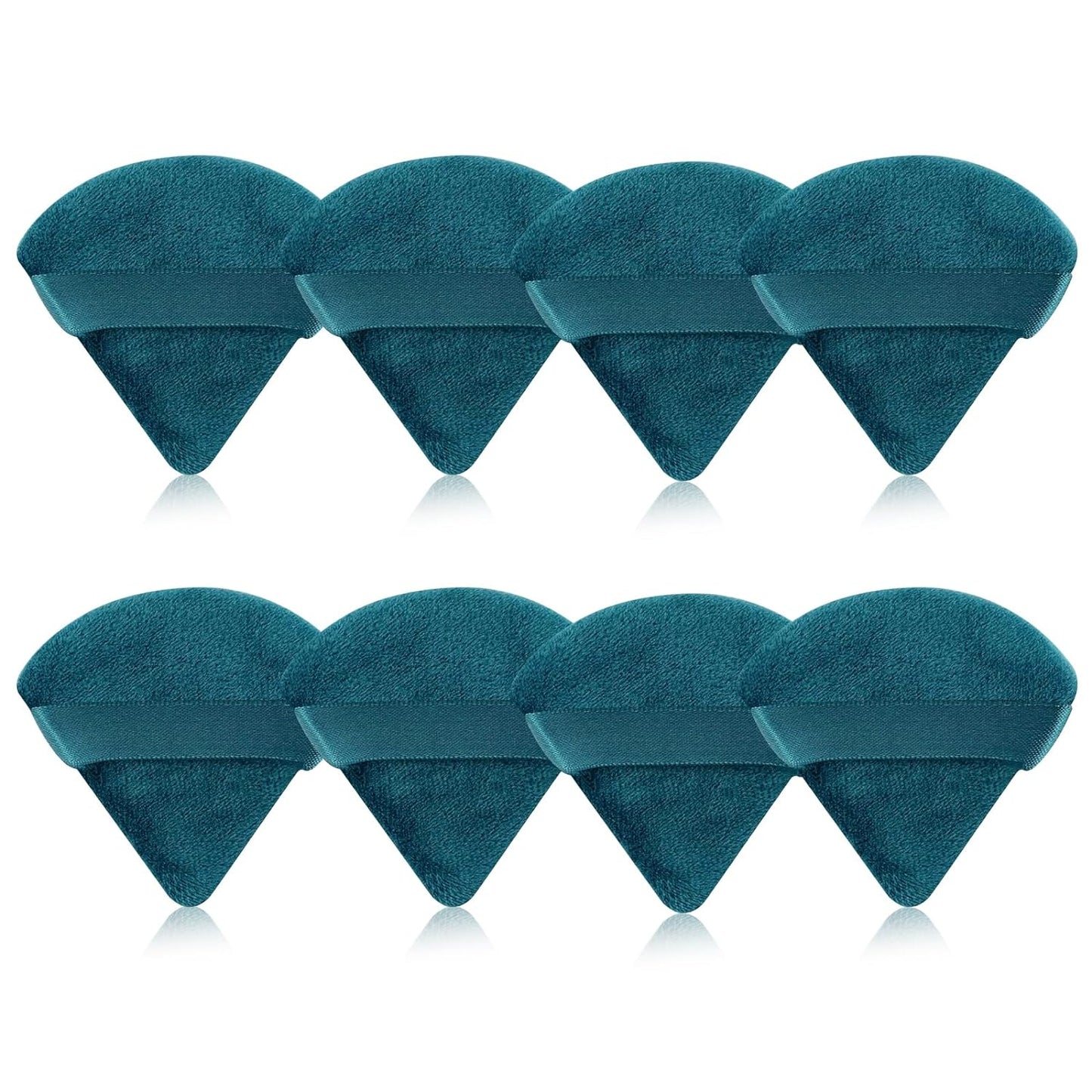 8-Piece Triangle Powder Puff Set – Soft Velour Makeup Sponges for Foundation Blending & Beauty Application