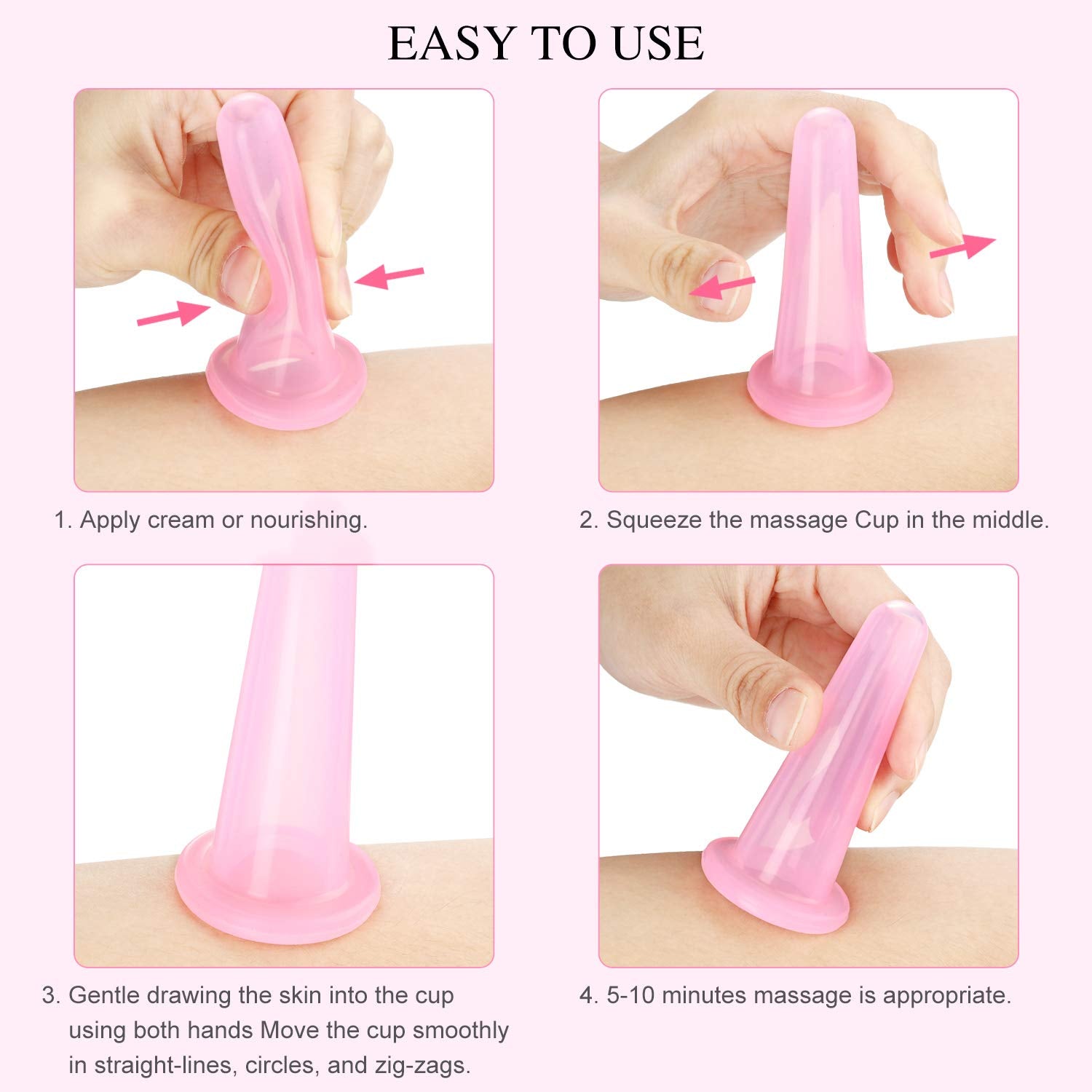 Silicone Facial Cupping Set, Vacuum Massage Cup Kit for Body, Face, Neck, Back, and Eye, 6 Cups and Exfoliating Brush