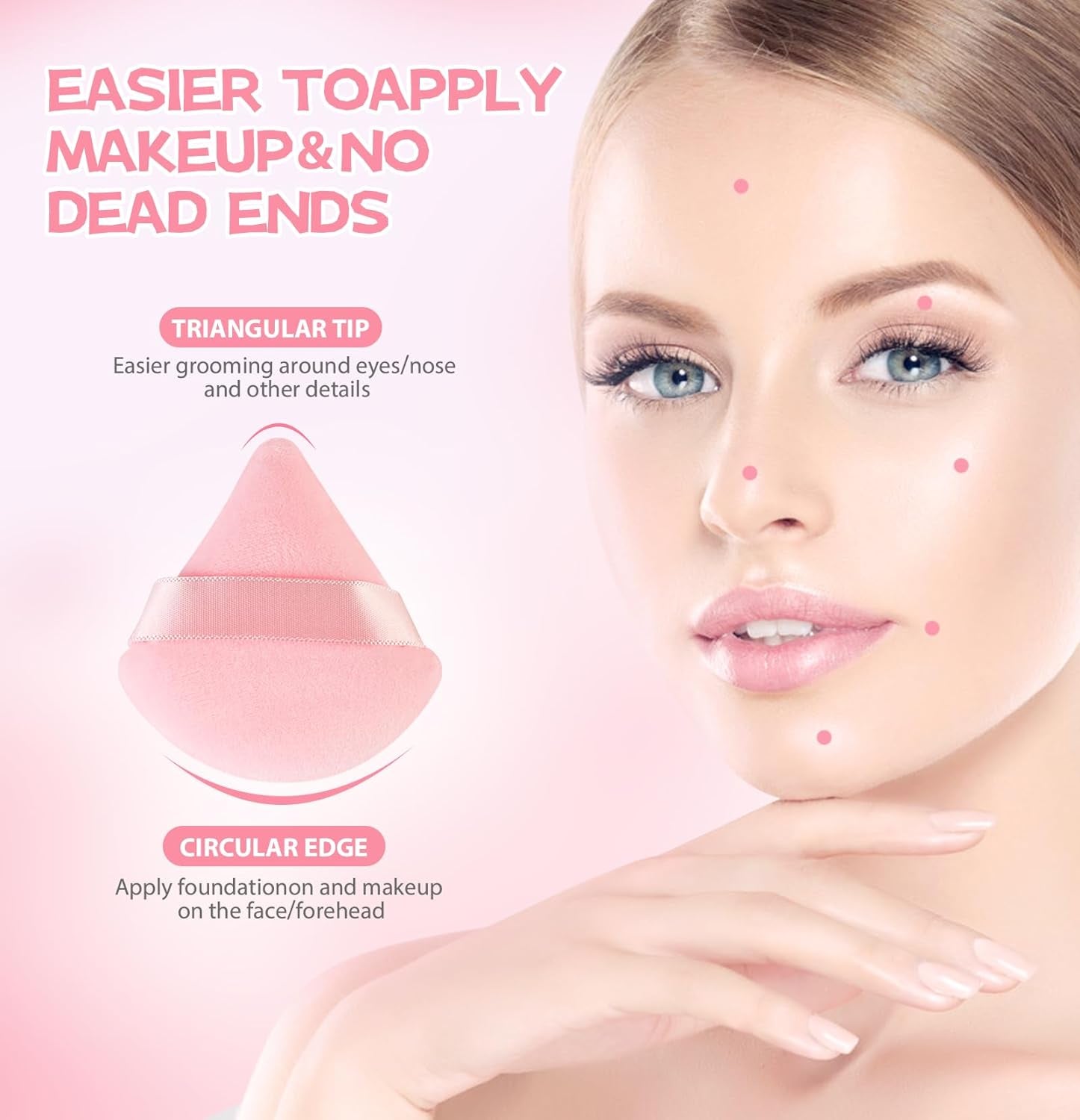 8-Piece Triangle Powder Puff Set – Soft Velour Makeup Sponges for Foundation Blending & Beauty Application