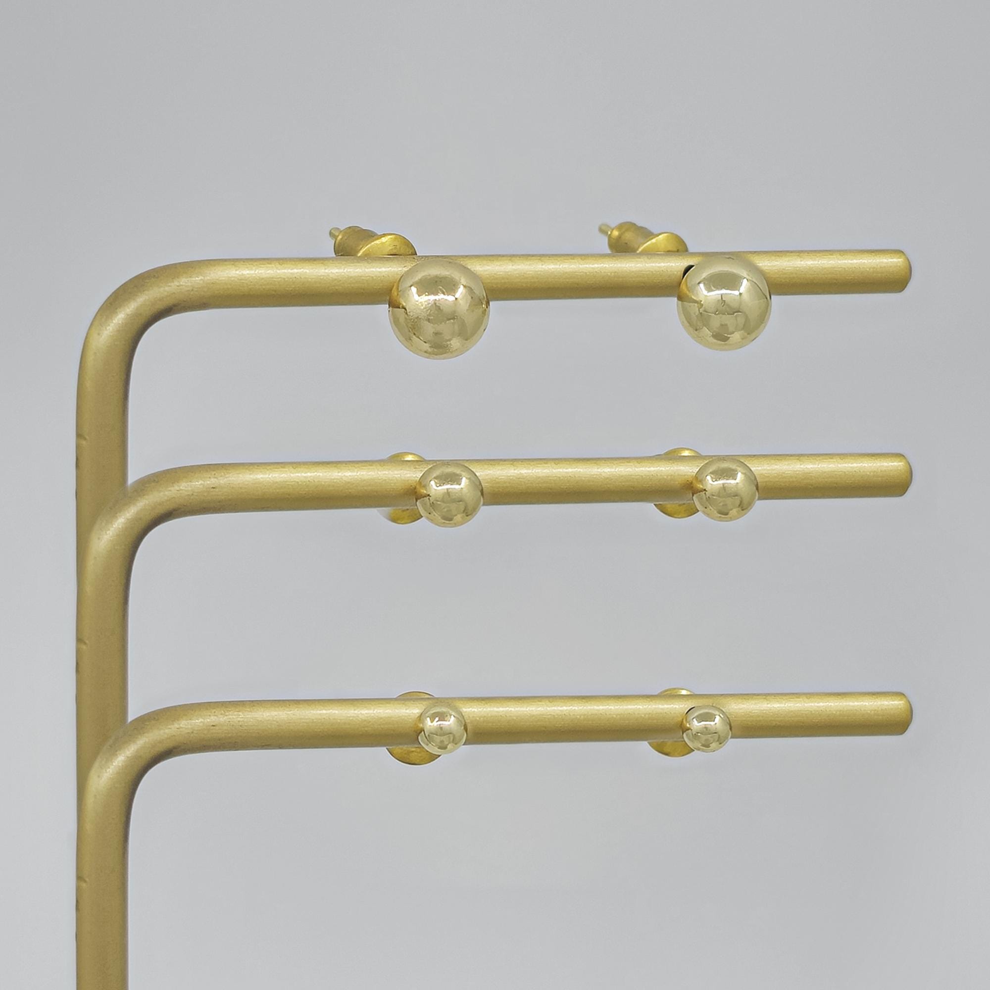 18K Gold Plated Ball Stud Earrings: 3-Piece Set