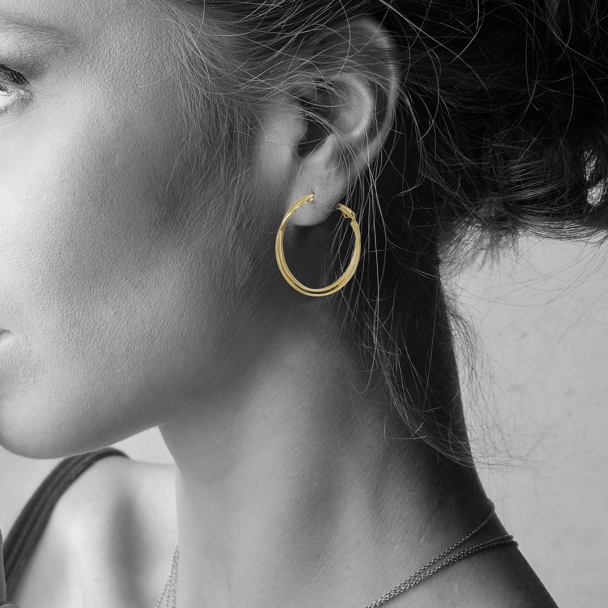 Minimalist Gold Plated 30mm Hoop Earrings