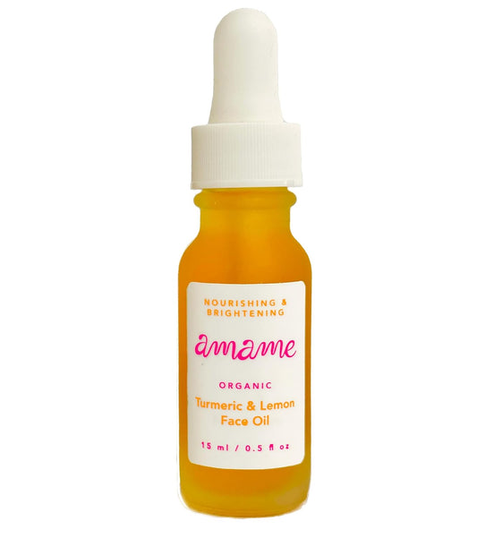 USDA Organic Certified Turmeric + Lemon Face Oil | Glowing + Nourishing Facial Oil for Women + Men with Organic Rosehip Oil + Jojoba Oil | 0.5Oz