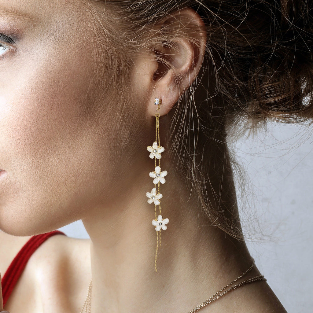 Gold Floral Drop Earrings