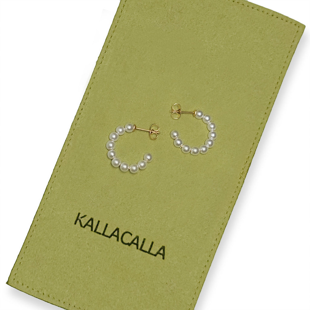 18K Gold Plated Pearl Hoop Earrings