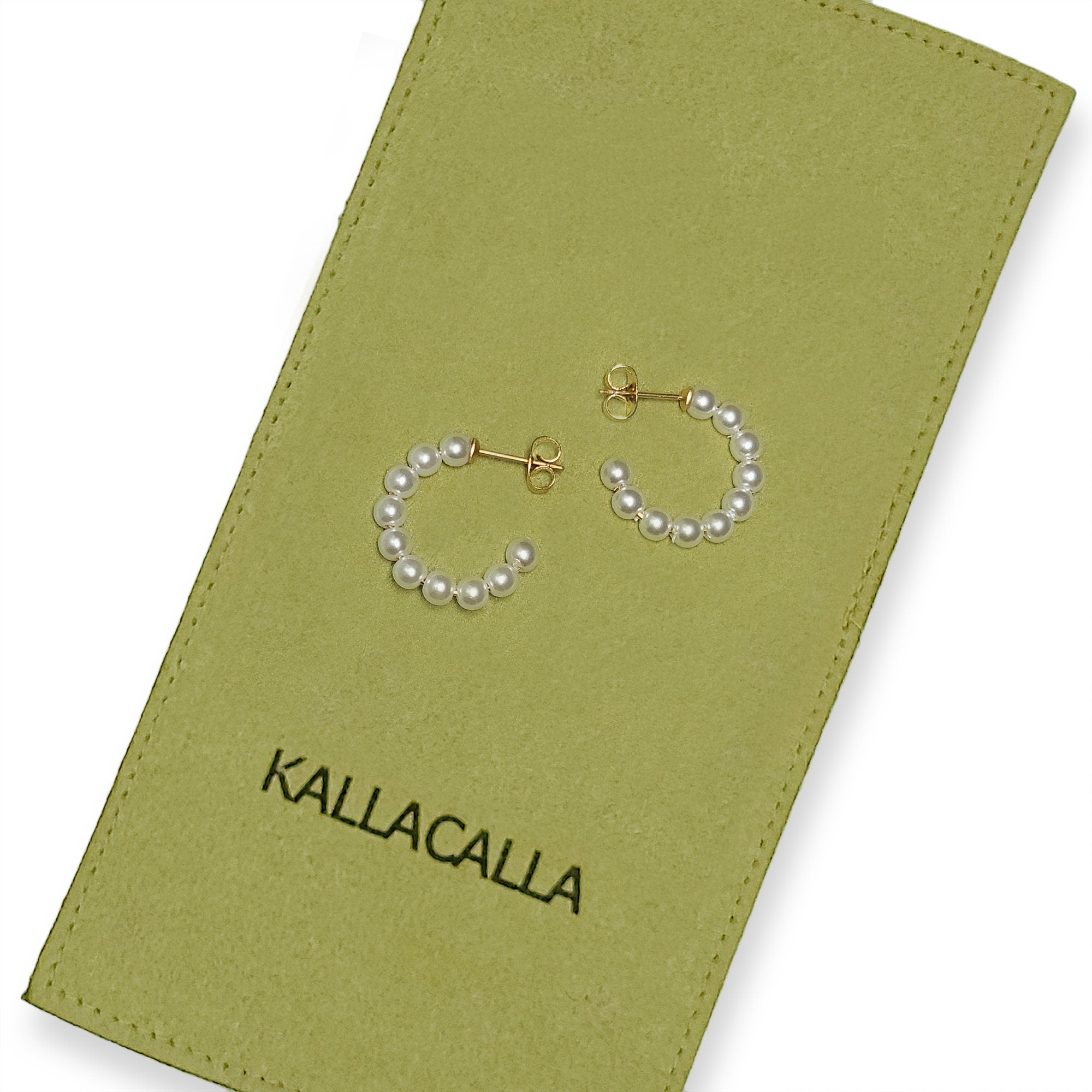 18K Gold Plated Pearl Hoop Earrings