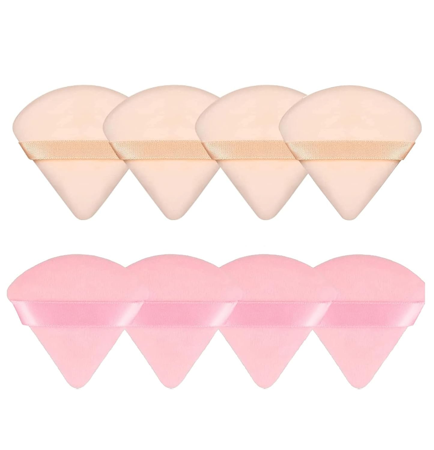 8-Piece Triangle Powder Puff Set – Soft Velour Makeup Sponges for Foundation Blending & Beauty Application