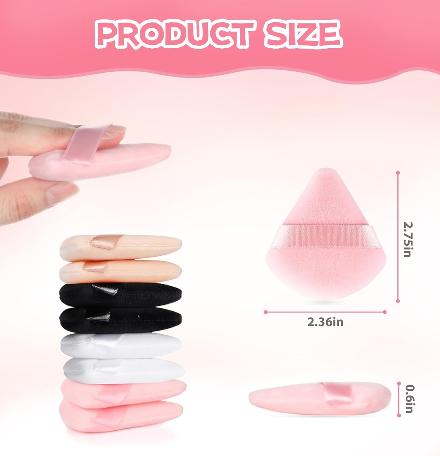 8-Piece Triangle Powder Puff Set – Soft Velour Makeup Sponges for Foundation Blending & Beauty Application