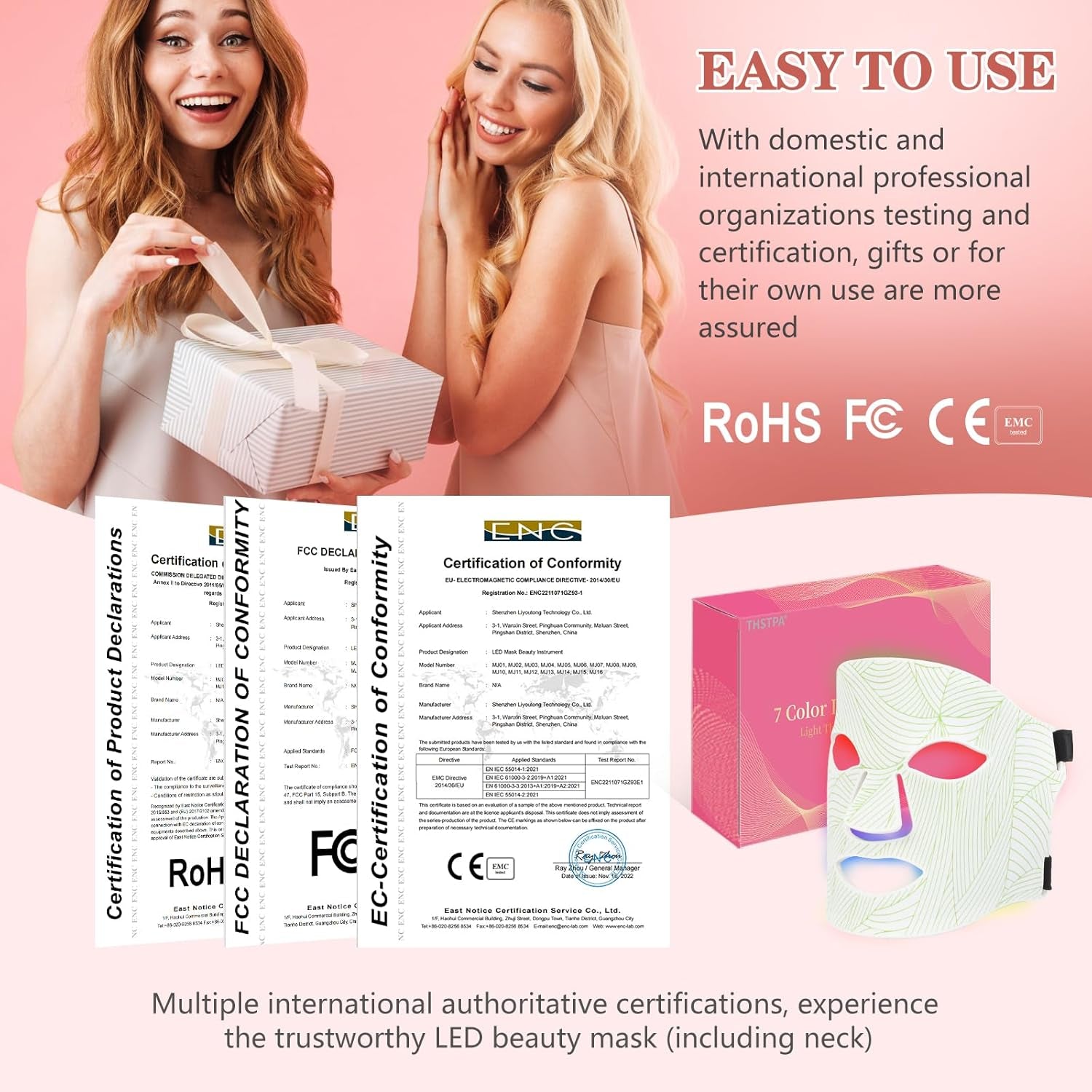 Led Face Mask Light Therapy,Red Light Therapy for Face and Neck,7 Colors LED Facial Skin Care Mask,5 Level Brightness Adjustment,309 LED Beads Can Be Used at Home,White Green
