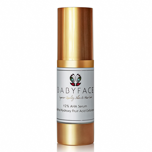 Baby Face AHA Serum – 12% Alpha Hydroxy Acid, Extra Strength with Hyaluronic Acid | Skin Tightening & Pore Smoothing