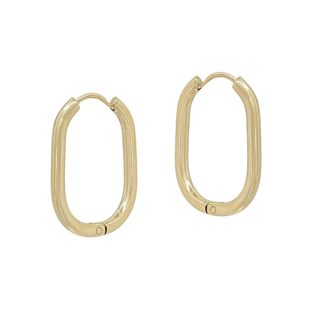 Minimalist 18K Gold Plated Oval Hoop Earrings