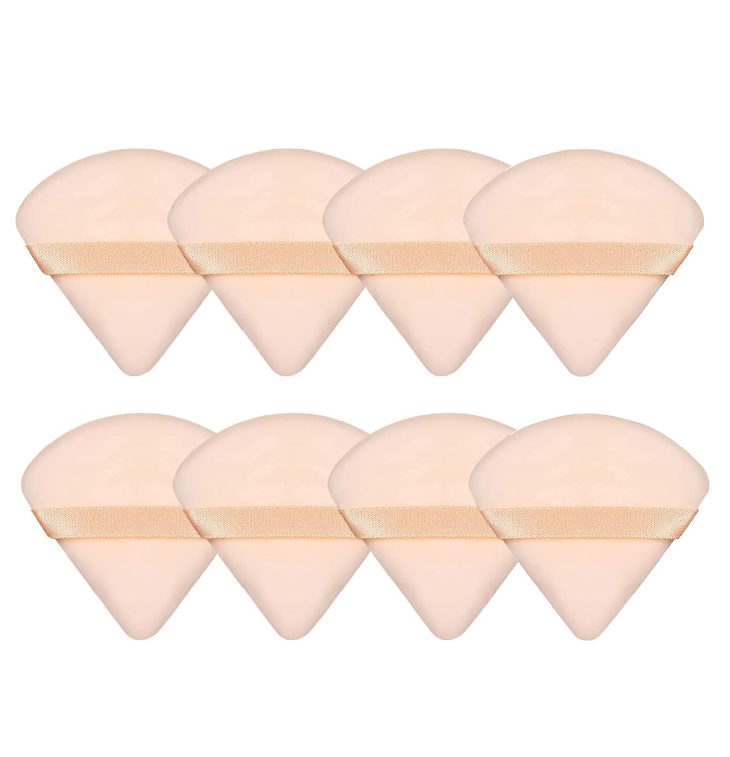 8-Piece Triangle Powder Puff Set – Soft Velour Makeup Sponges for Foundation Blending & Beauty Application