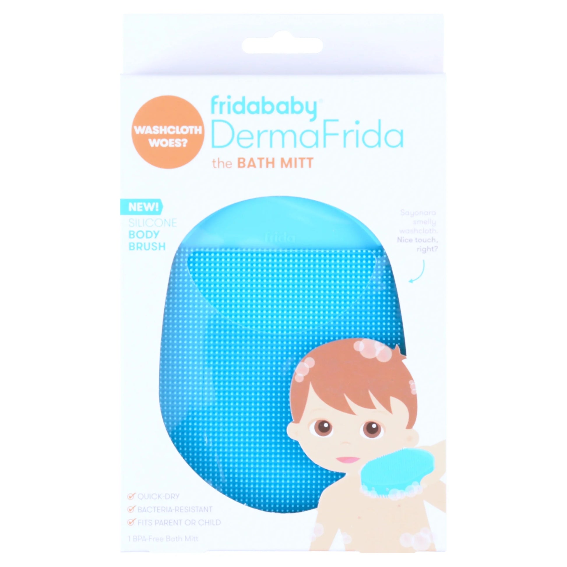Silicone Body Bath Brush | Dermafrida the Bath Mitt | Quick-Dry, Bacteria-Resistant Replacement to Washcloth