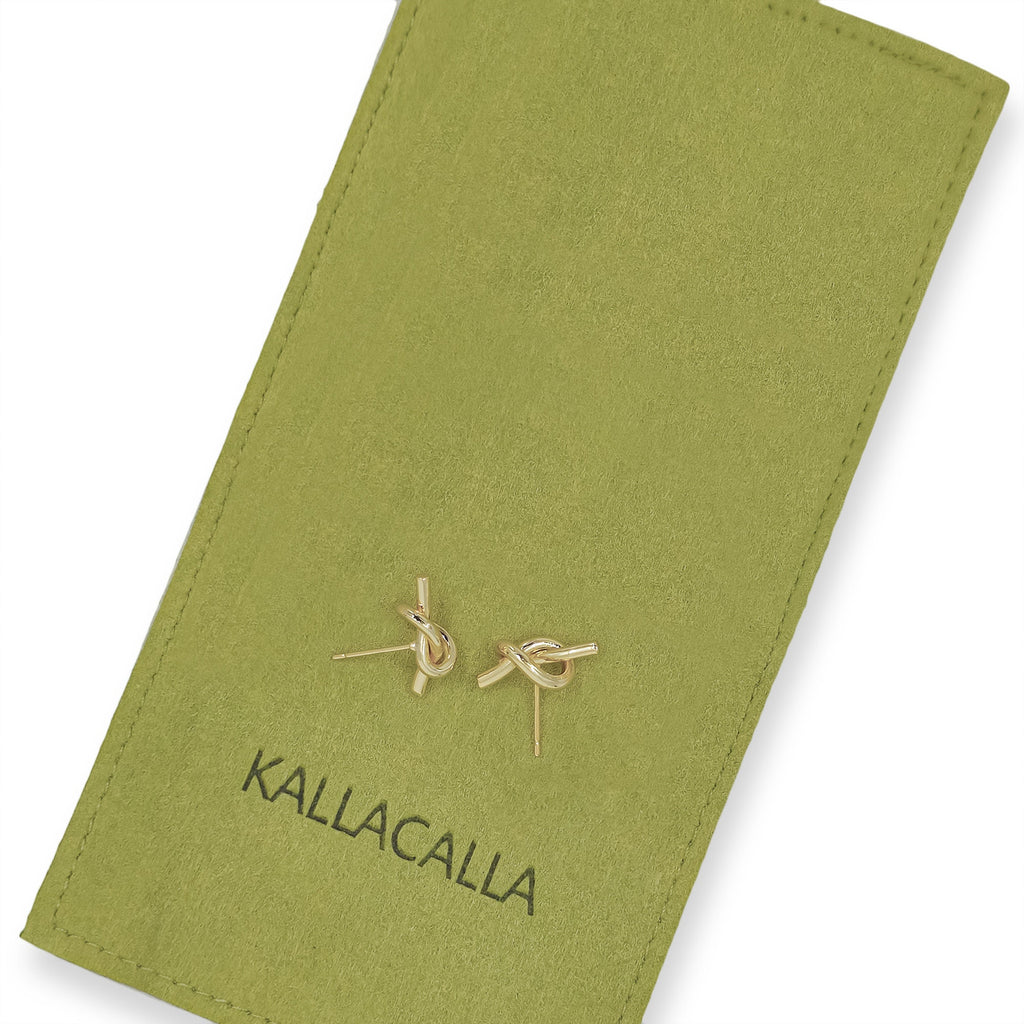 18K Gold Love Knot Stud Earrings