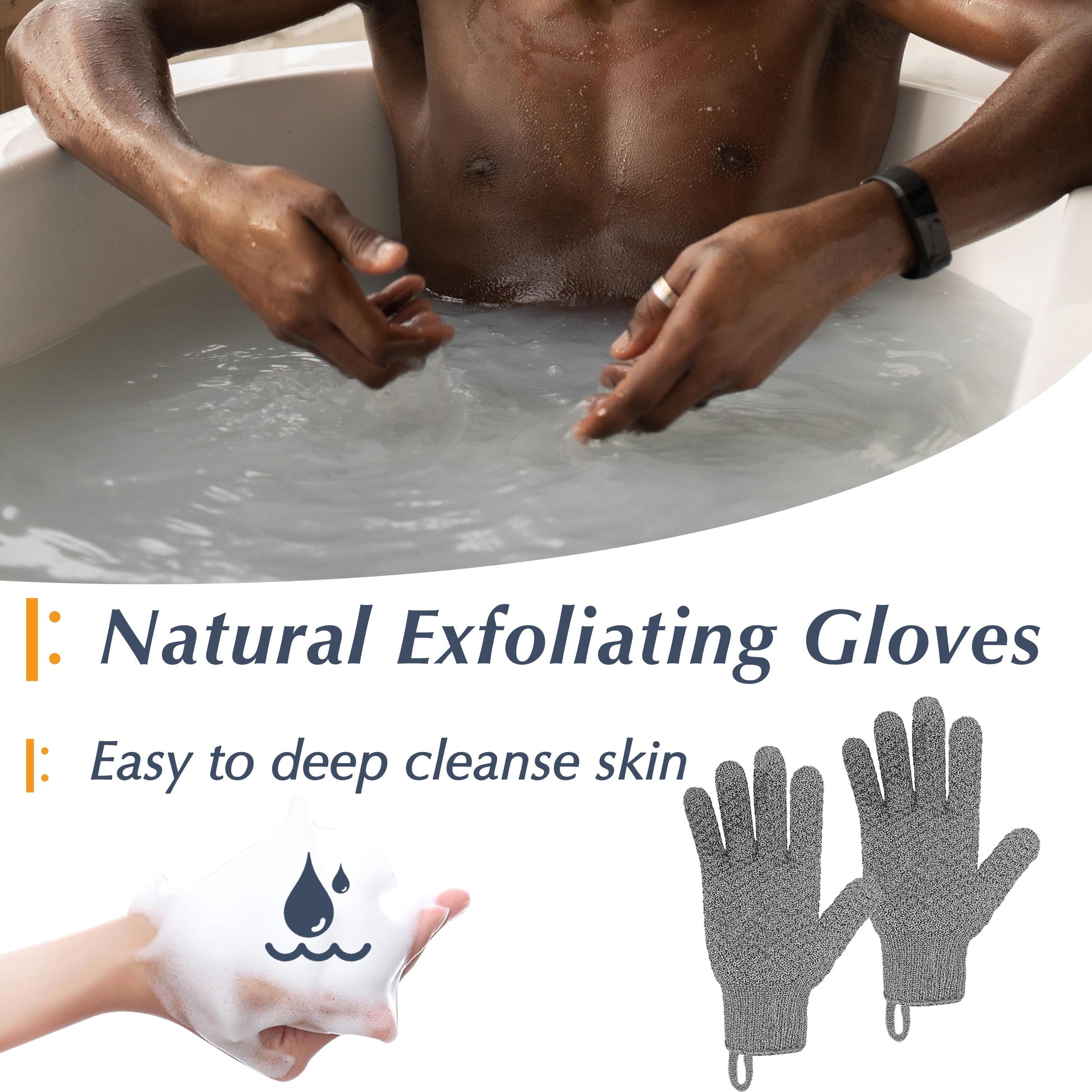 Exfoliating Gloves for Shower, Shower Gloves Exfoliating for Men and Women, 3 Pairs Lengthened and Large Body Scrub Gloves for Shower, Spa, Massage