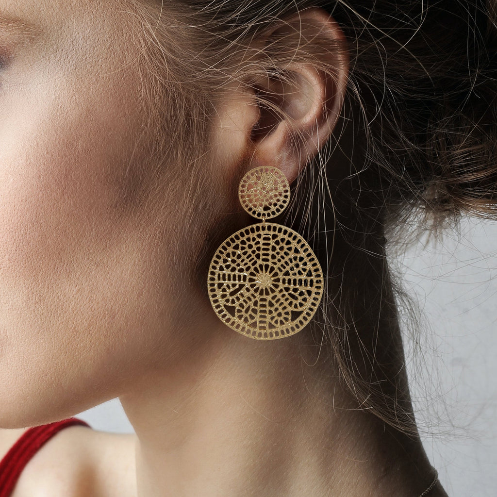 Gold Filigree Dangle Earrings