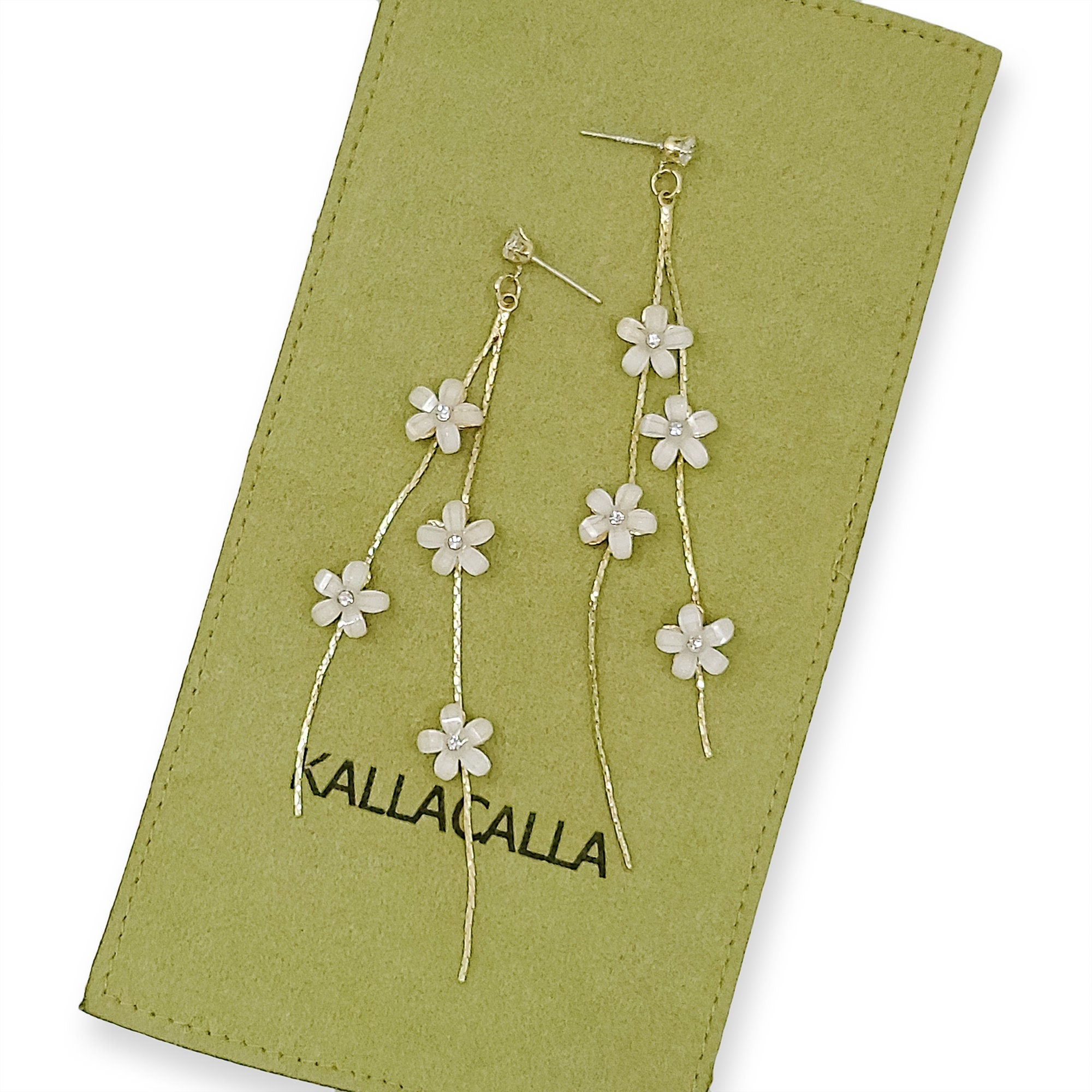 Gold Floral Drop Earrings