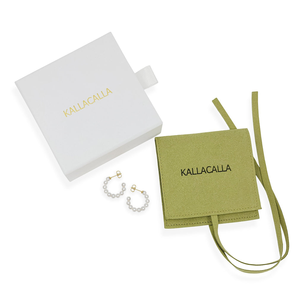 18K Gold Plated Pearl Hoop Earrings