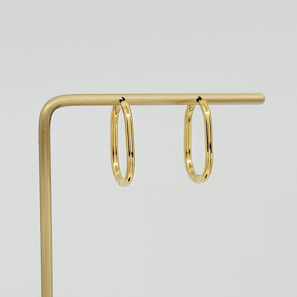 Minimalist 18K Gold Plated Oval Hoop Earrings