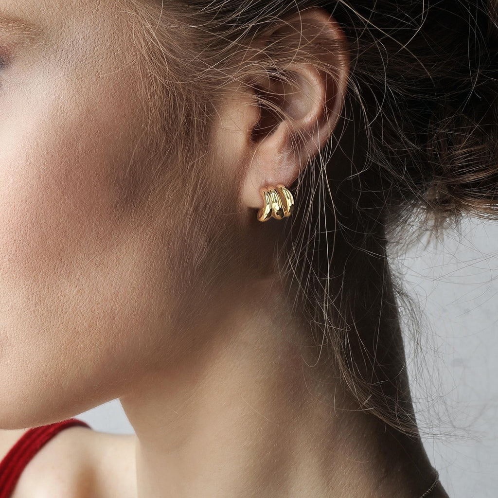 Minimalist 18K Gold Plated Triple Hoop Earrings