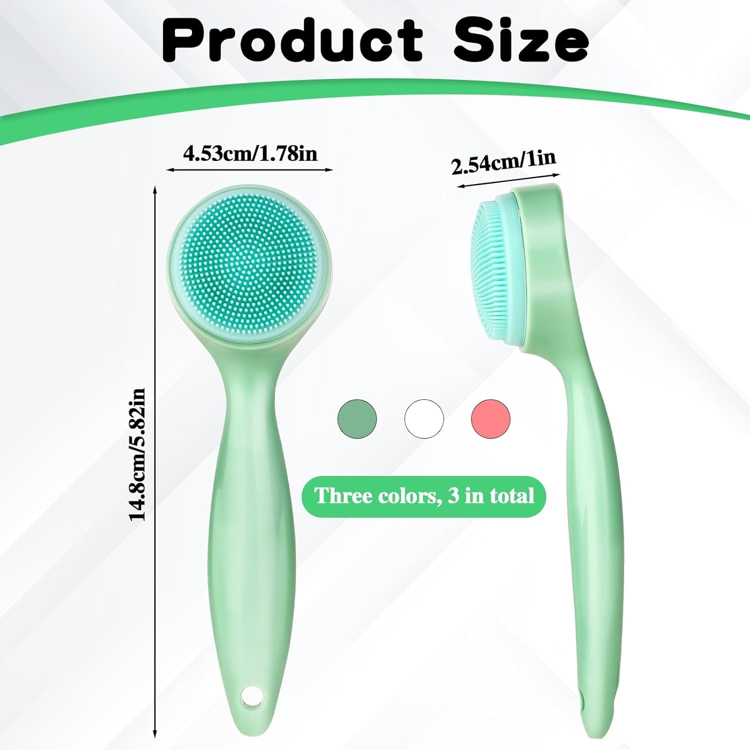 3 Pack Silicone Manual Facial Cleansing Brush Skin Friendly Face Scrubber Exfoliator Soft Bristles Waterproof Makeup Skincare Removal Applicator for Blackheads Whiteheads Massaging