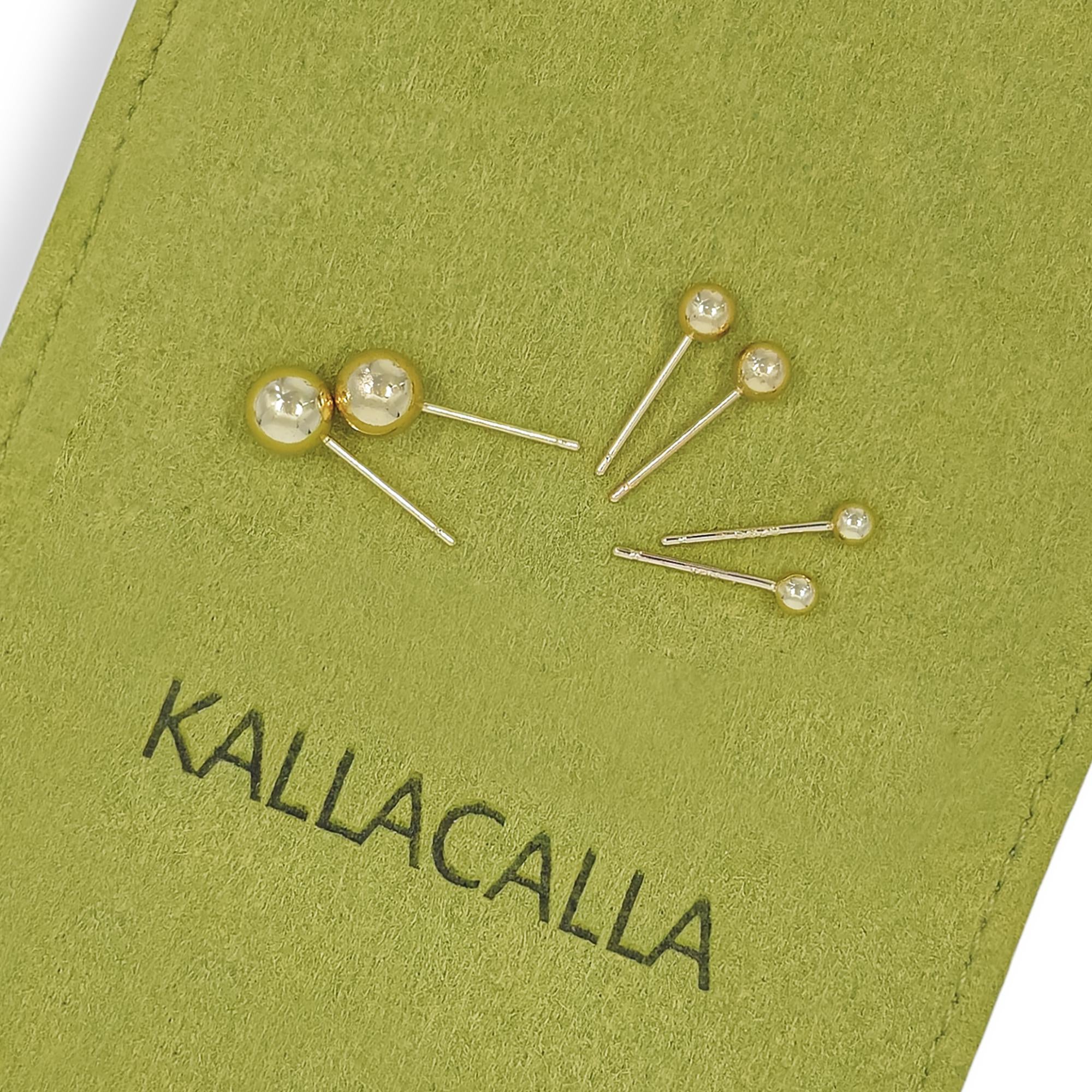 18K Gold Plated Ball Stud Earrings: 3-Piece Set