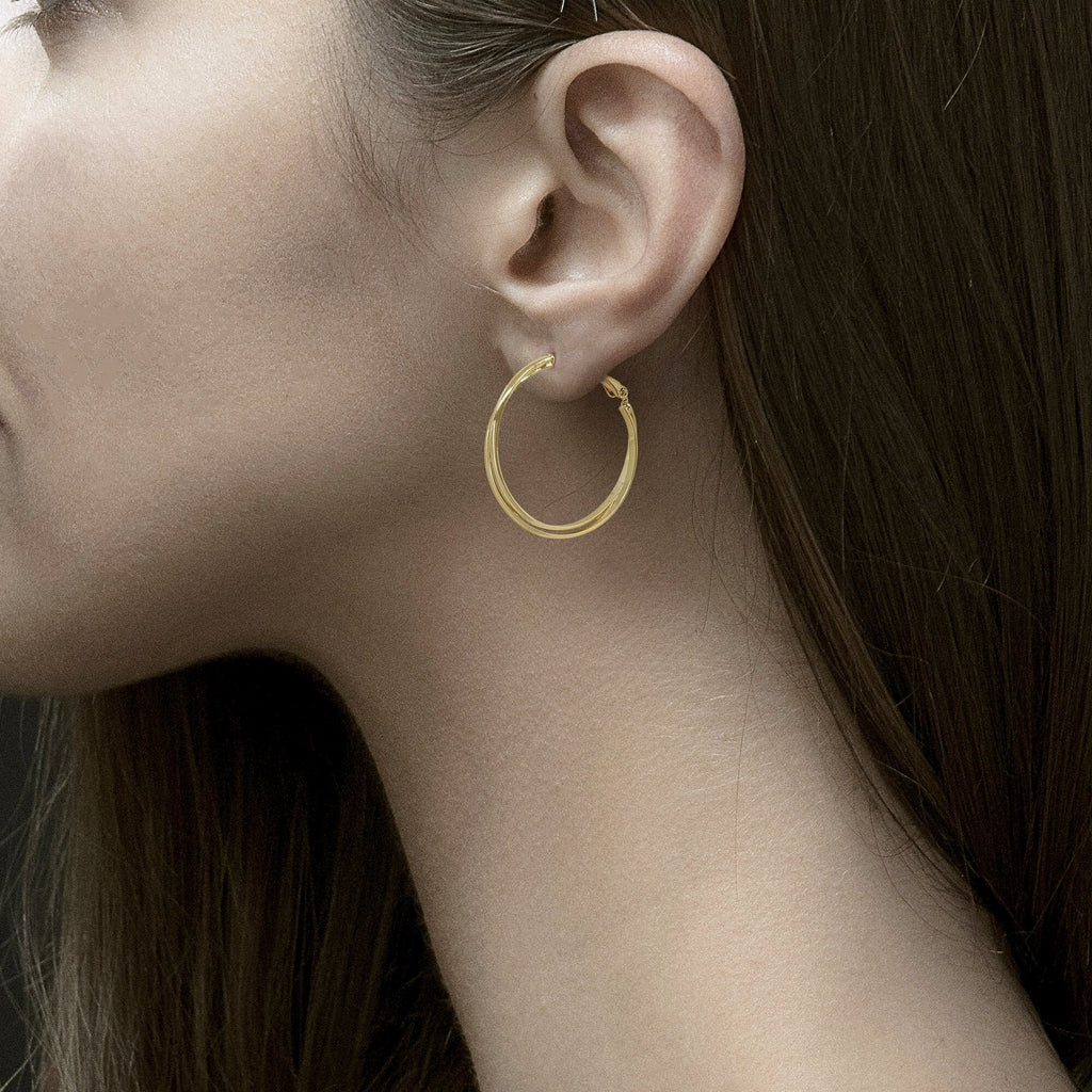 Minimalist Gold Plated 30mm Hoop Earrings