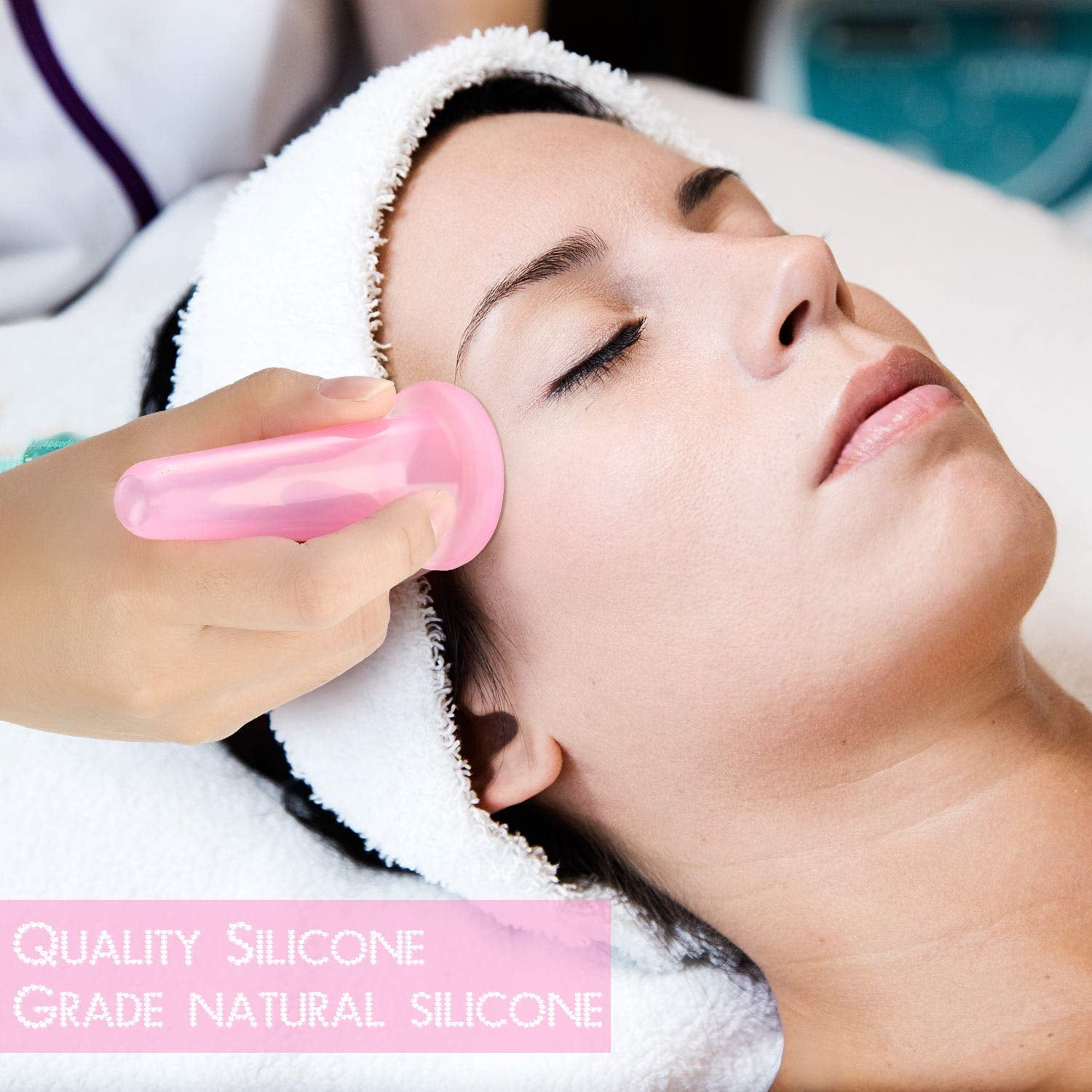 Silicone Facial Cupping Set, Vacuum Massage Cup Kit for Body, Face, Neck, Back, and Eye, 6 Cups and Exfoliating Brush