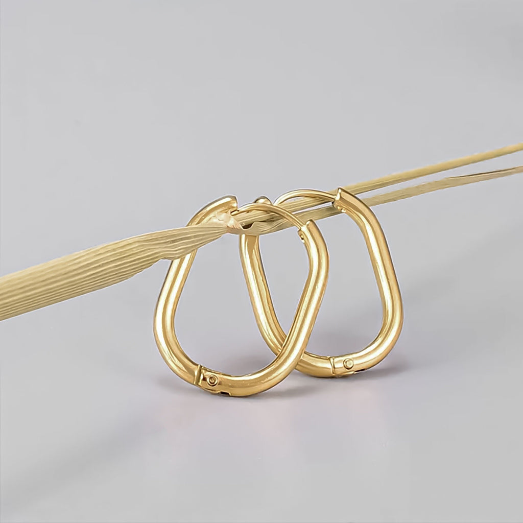 Minimalist 18K Gold Plated Oval Hoop Earrings