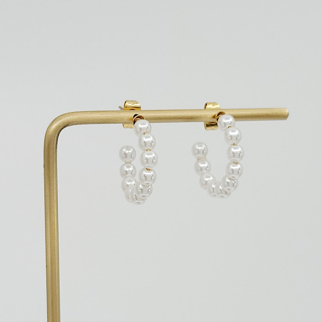 18K Gold Plated Pearl Hoop Earrings