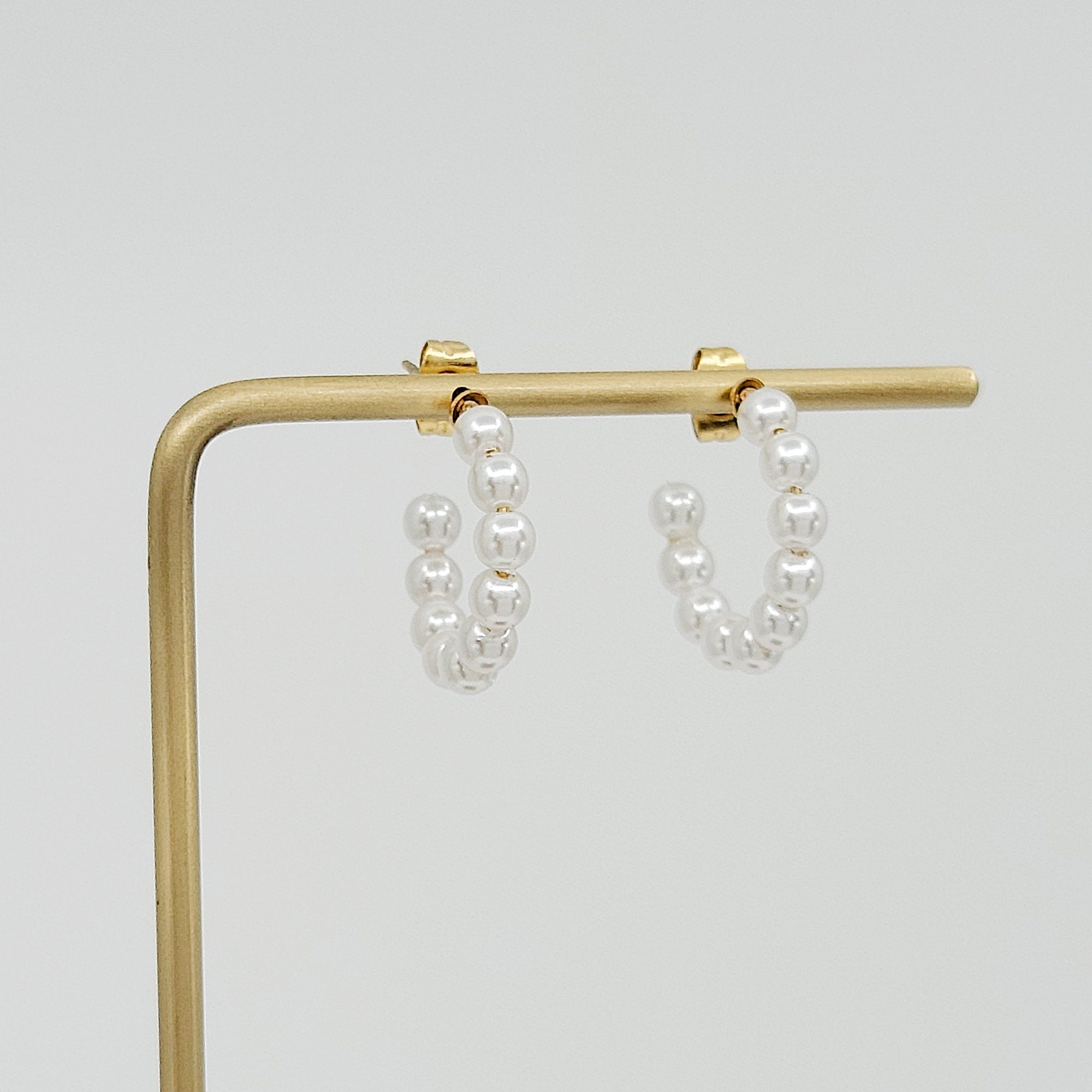 18K Gold Plated Pearl Hoop Earrings