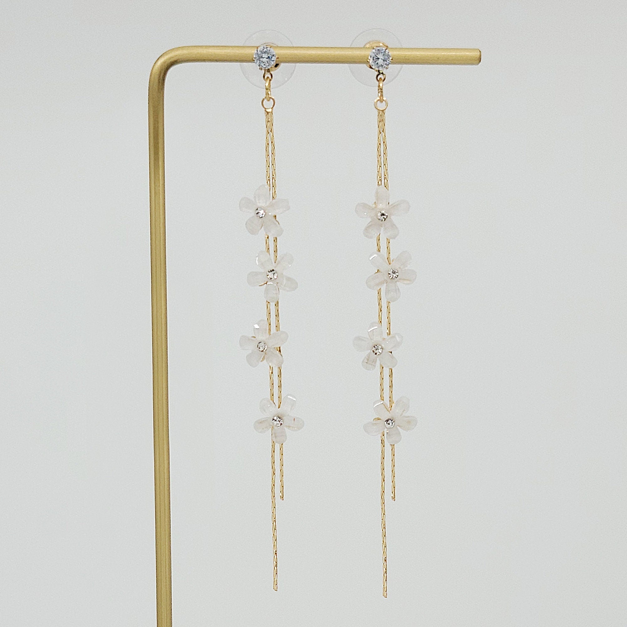 Gold Floral Drop Earrings