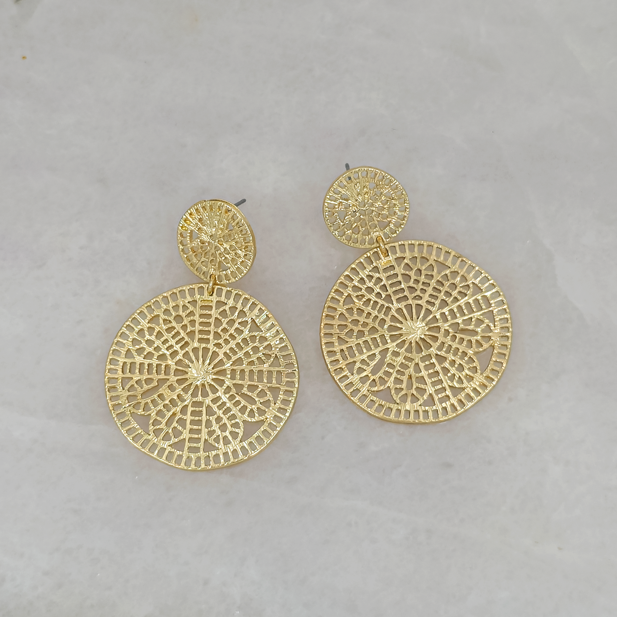 Gold Filigree Dangle Earrings