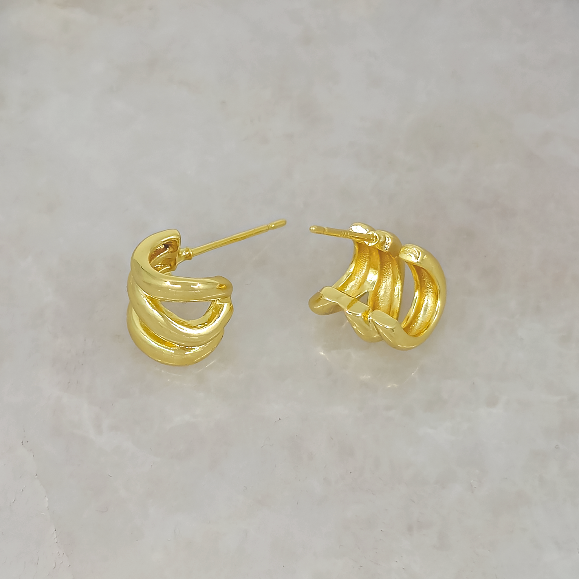 Minimalist 18K Gold Plated Triple Hoop Earrings