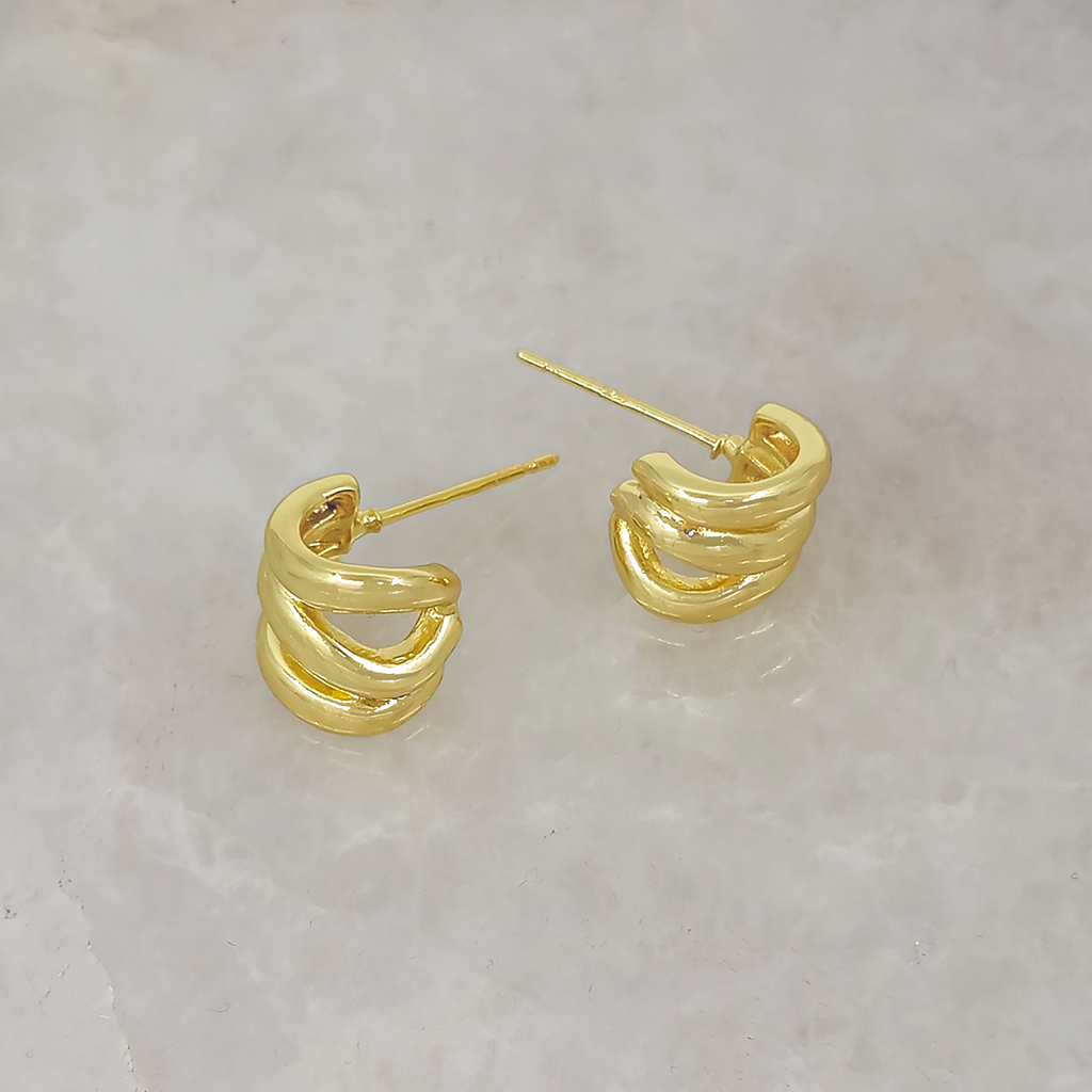 Minimalist 18K Gold Plated Triple Hoop Earrings