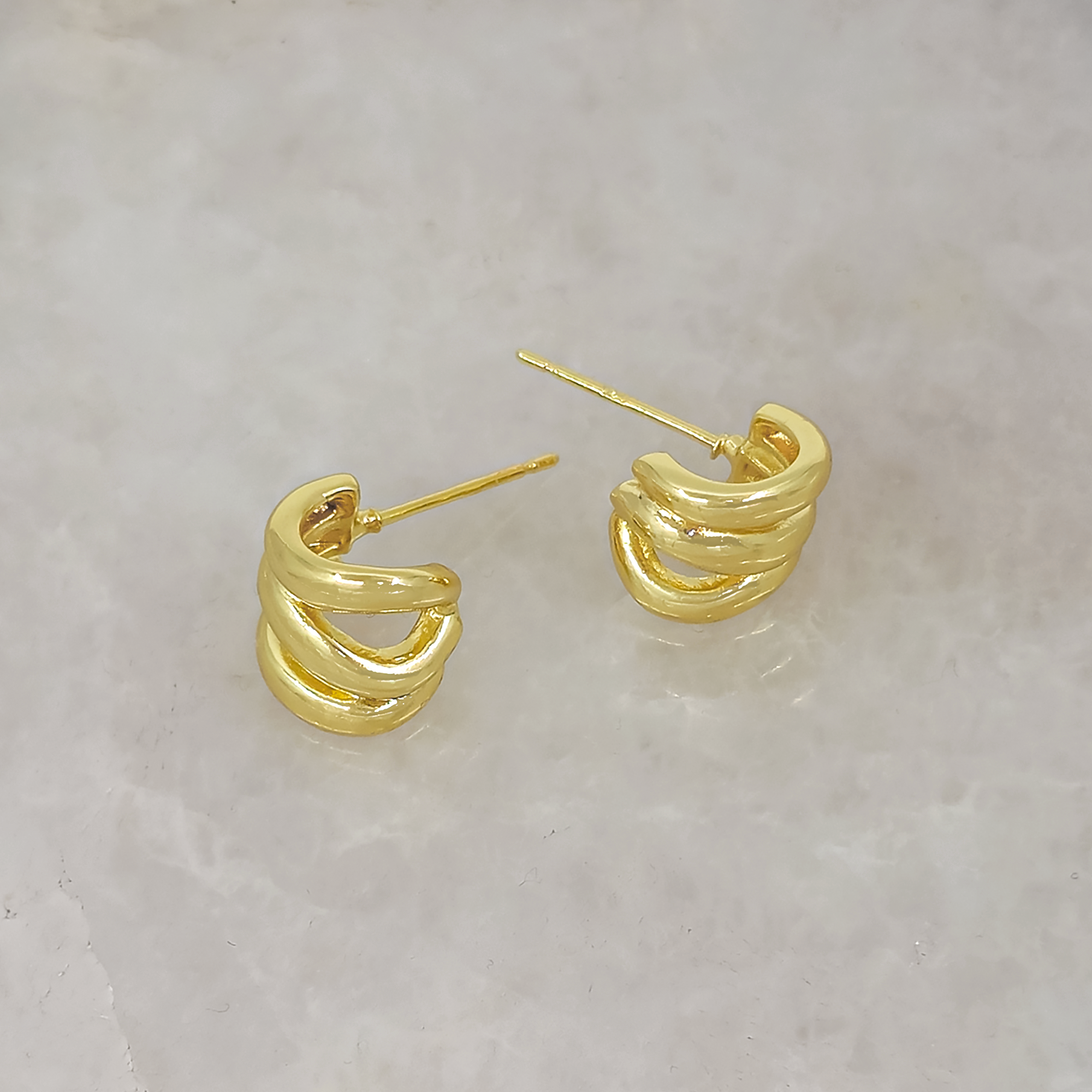 Minimalist 18K Gold Plated Triple Hoop Earrings