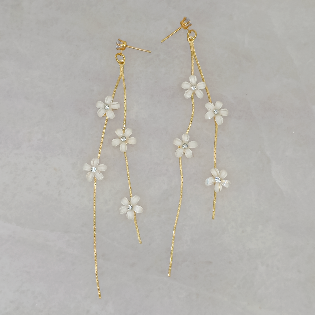 Gold Floral Drop Earrings