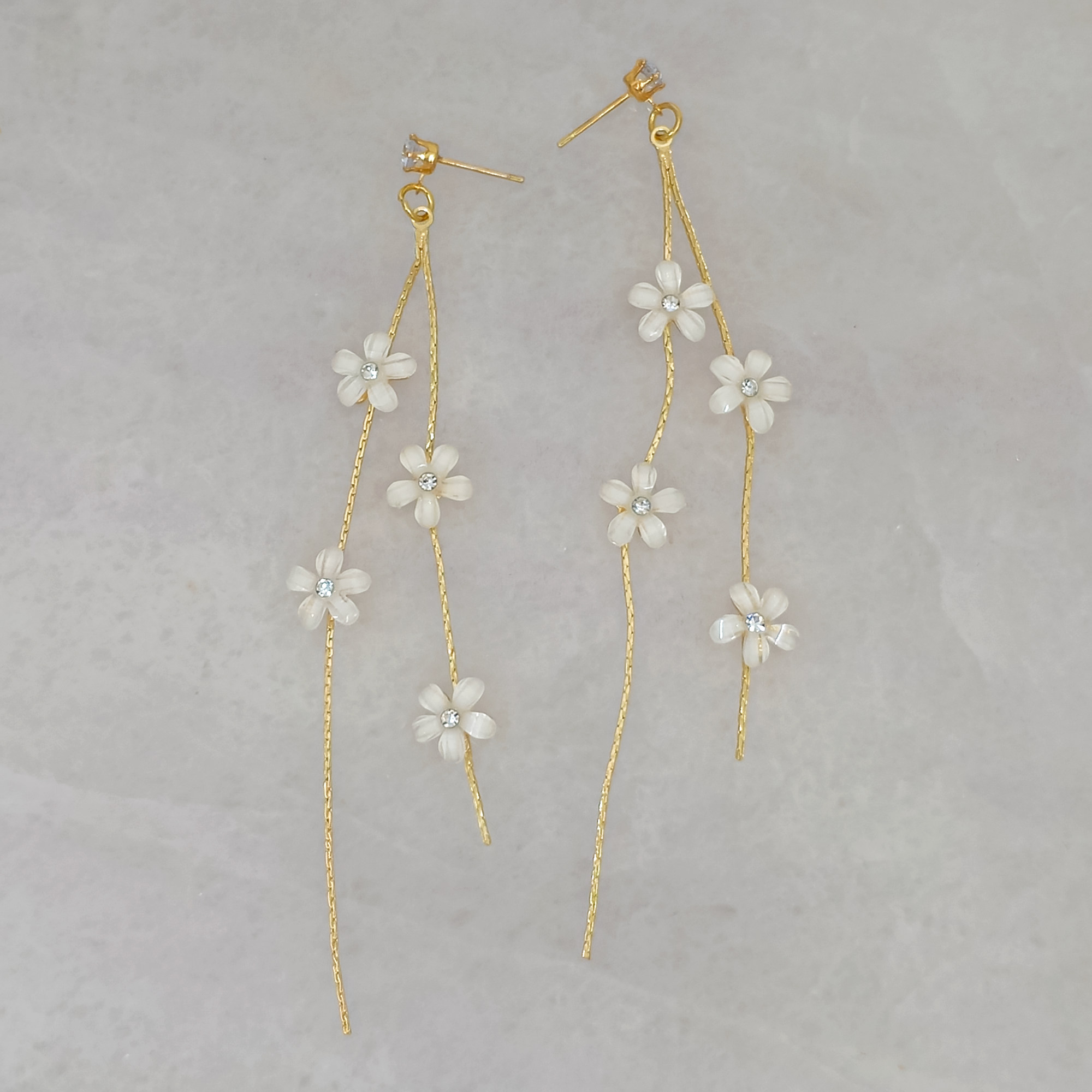Gold Floral Drop Earrings