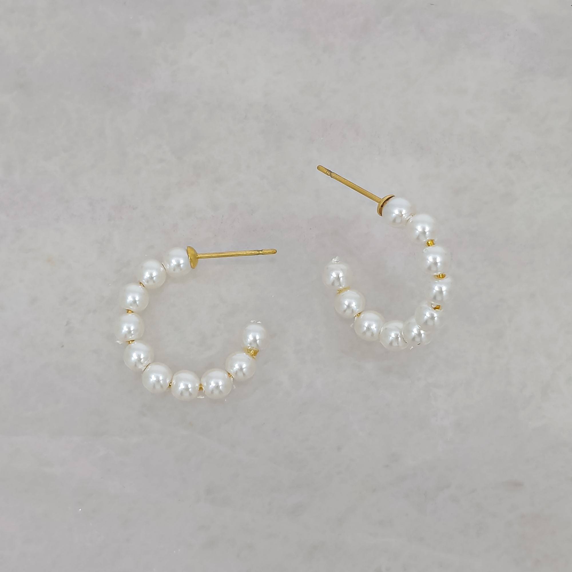 18K Gold Plated Pearl Hoop Earrings