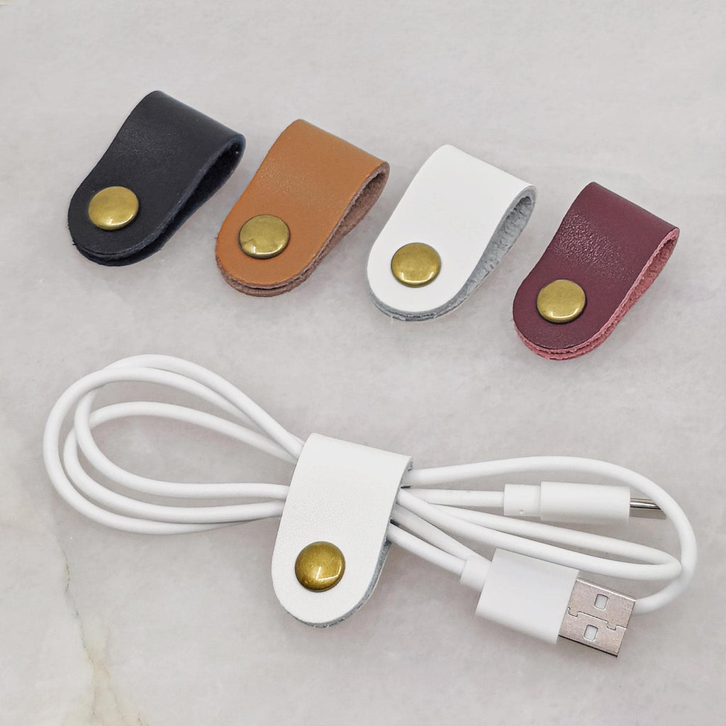 Leather Cable Organizer with Snap Closure