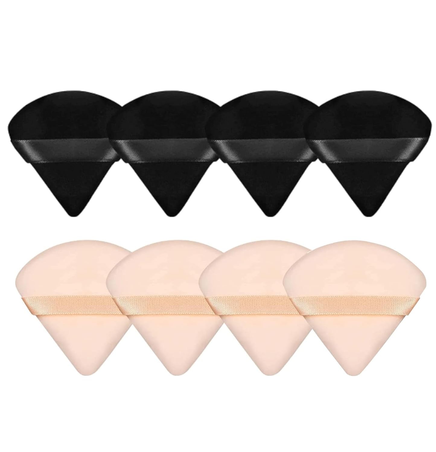 8-Piece Triangle Powder Puff Set – Soft Velour Makeup Sponges for Foundation Blending & Beauty Application