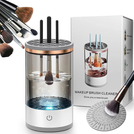 Portable Electric Makeup Brush Cleaner Machine with Silicone Mat – Suitable for All Brush Sizes | Beauty Tool Gift Set for Mother's Day & Christmas