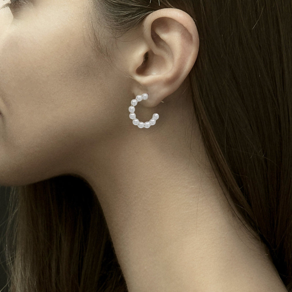 18K Gold Plated Pearl Hoop Earrings