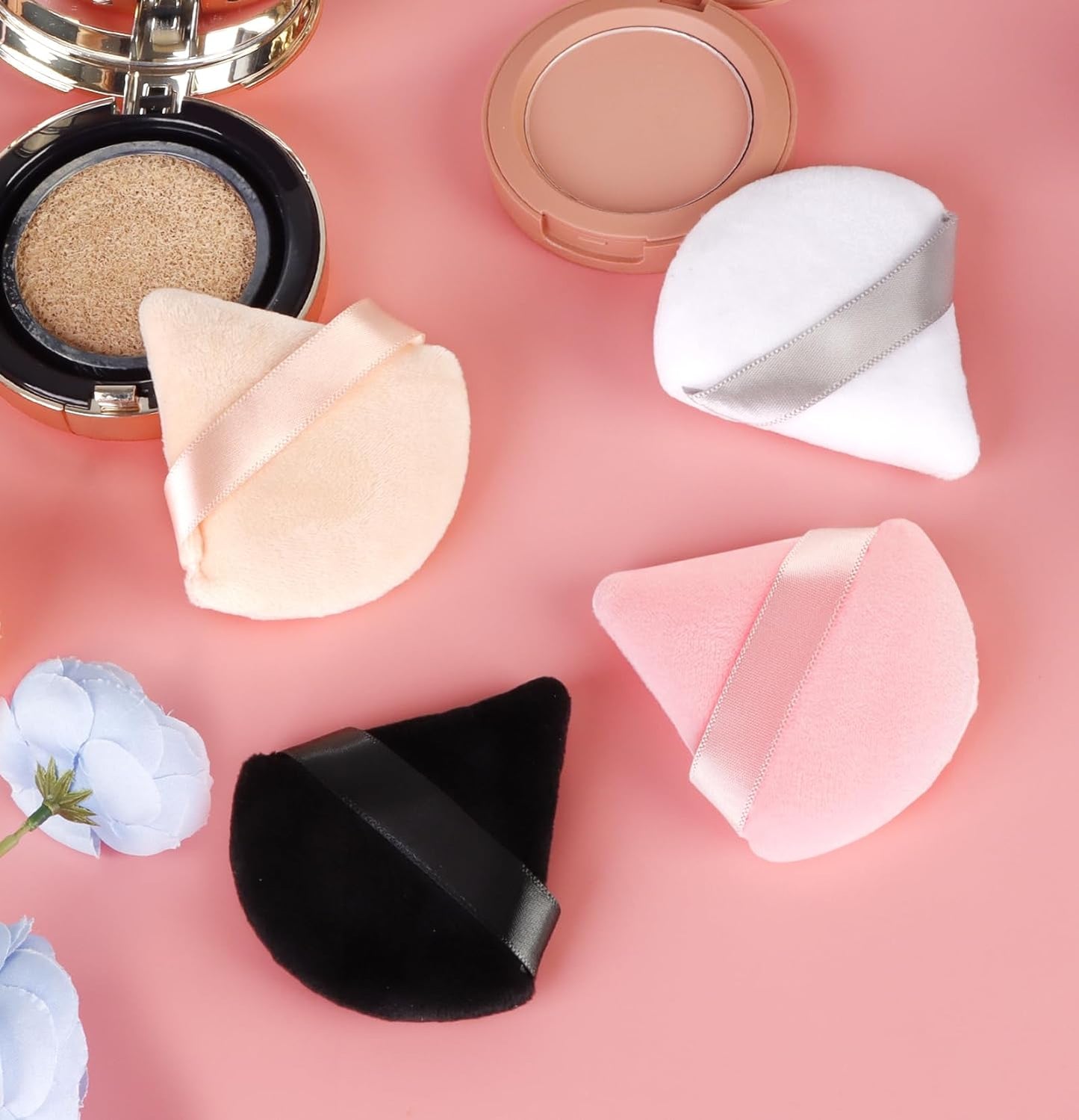 8-Piece Triangle Powder Puff Set – Soft Velour Makeup Sponges for Foundation Blending & Beauty Application
