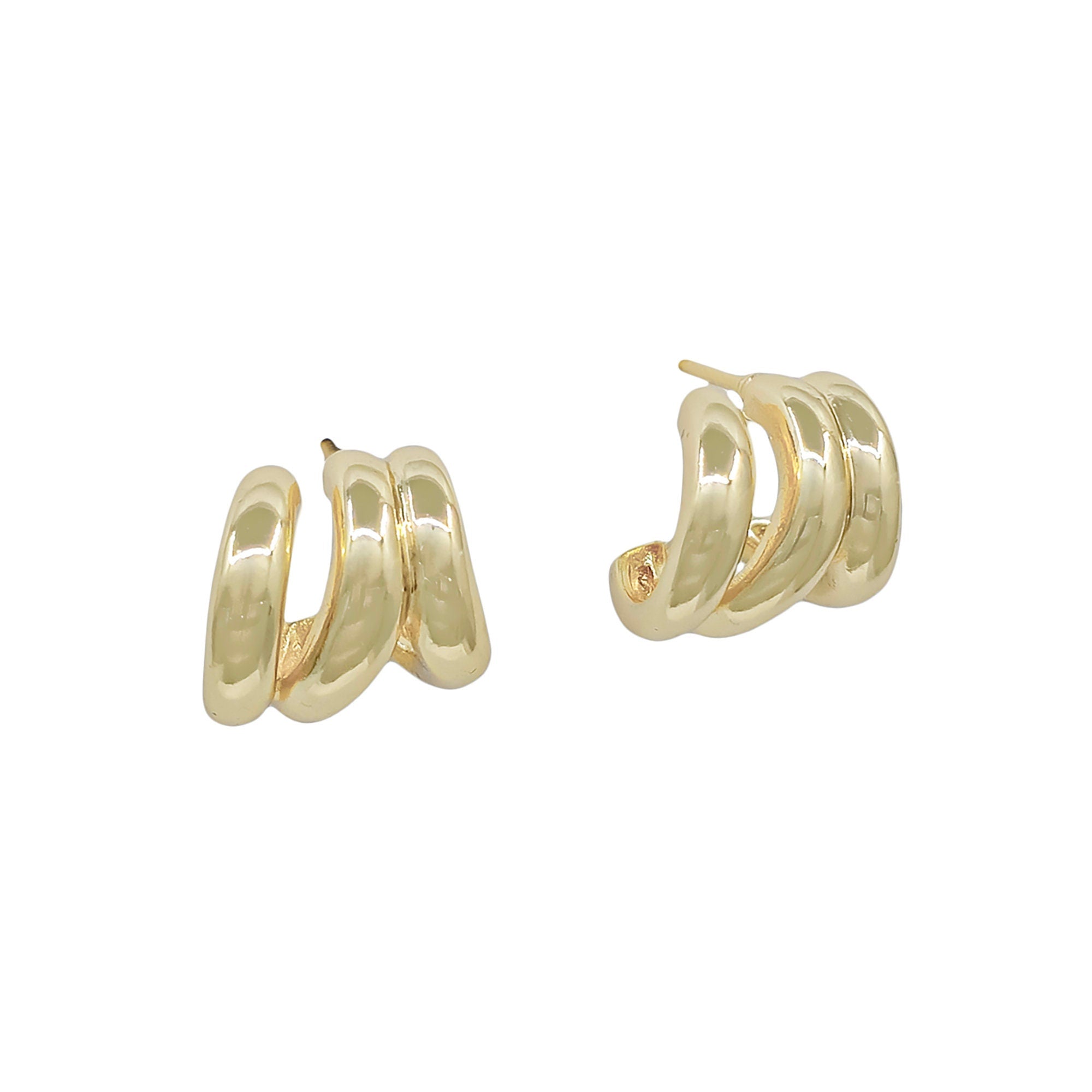 Minimalist 18K Gold Plated Triple Hoop Earrings