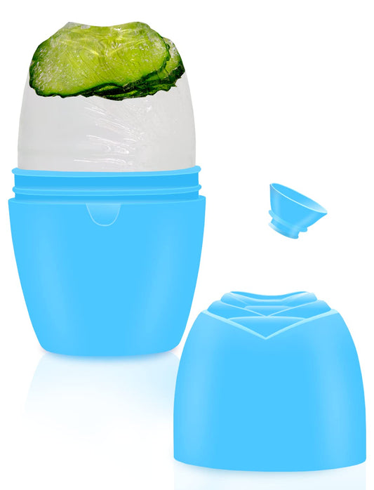 Upgraded Ice Mold for Face, Reusable Face Ice Mold with Stopper, Facial Ice to Tighten & Tone Skin, Ice Roller Mold to De-Puff the Eye Area, Perfect Gifts for Girls and Women (Blue)