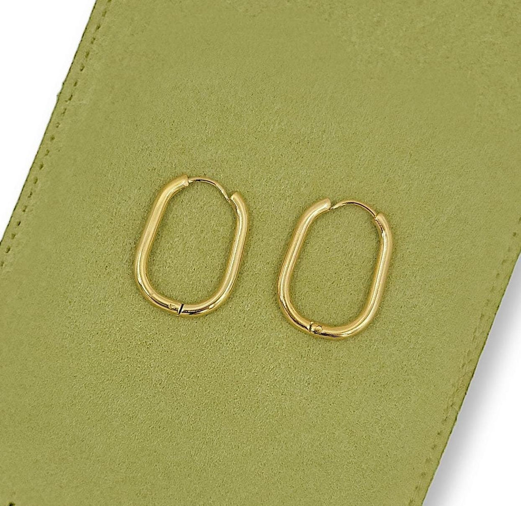 Minimalist 18K Gold Plated Oval Hoop Earrings