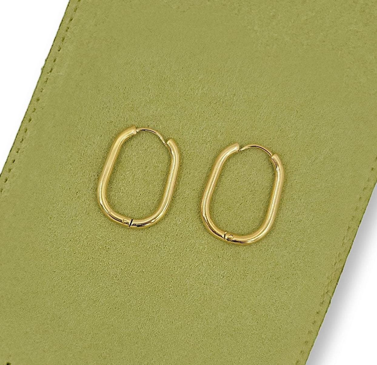 Minimalist 18K Gold Plated Oval Hoop Earrings